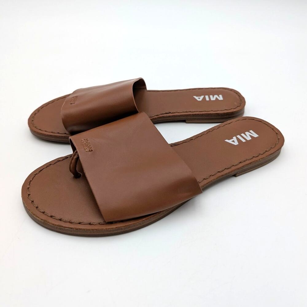 Mia Valentina Flat Sandal Open Round Toe Women's Cognac Size US6M EU36.5